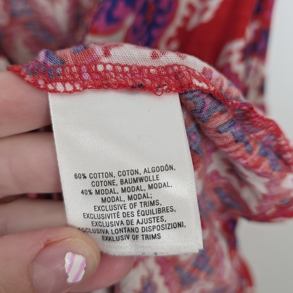 Akemi + Kin Anthropologie Red Geometric Boho Summer Cute Tank Top Size Medium - Picture 6 of 8